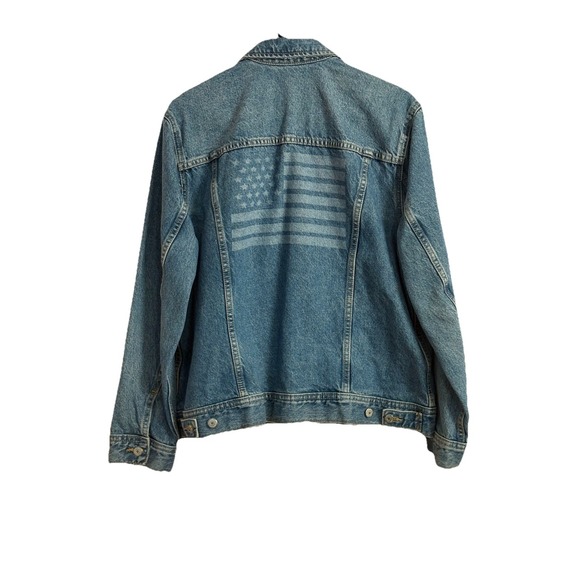 American Flag On Back-Old Navy Size XL‎ - Classic Denim Jean Jacket - Picture 2 of 6